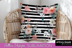 Watercolor Flowers Pillow Cover - Summer Pillow Sublimation Product Image 1