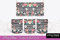 Pink Watercolor Flowers Mug Wrap - Floral Mug Sublimation Product Image 1