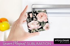 Pink Flowers Magnet Sublimation - Watercolor Magnet Design Product Image 1