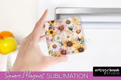Pink Flowers Magnet Sublimation - Watercolor Magnet Design Product Image 1