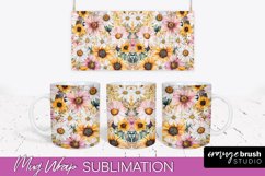 Pink Watercolor Flowers Mug Wrap - Floral Mug Sublimation Product Image 1