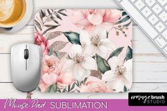 Floral Mouse Pad PNG - Pink Flowers Mousepad Sublimation Product Image 1