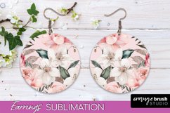 Watercolor Flowers Earrings, Pink Floral Earring Sublimation Product Image 1