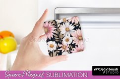 Pink Flowers Magnet Sublimation - Watercolor Magnet Design Product Image 1