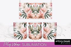 Pink Watercolor Flowers Mug Wrap - Floral Mug Sublimation Product Image 1