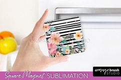 Pink Flowers Magnet Sublimation - Watercolor Magnet Design Product Image 1