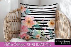 Watercolor Flowers Pillow Cover - Summer Pillow Sublimation Product Image 1