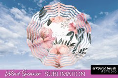 Pink Flowers Wind Spinner - Summer Wind Spinner Sublimation Product Image 1