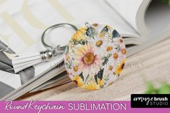 Pink Flowers Keychain, Floral Keychain Sublimation Design Product Image 1