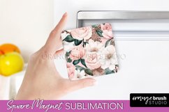 Pink Flowers Magnet Sublimation - Watercolor Magnet Design Product Image 1
