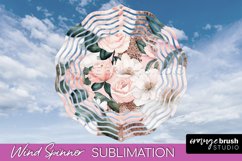 Pink Flowers Wind Spinner - Summer Wind Spinner Sublimation Product Image 1