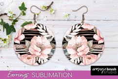 Watercolor Flowers Earrings, Pink Floral Earring Sublimation Product Image 1