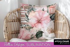 Watercolor Flowers Pillow Cover - Summer Pillow Sublimation Product Image 1