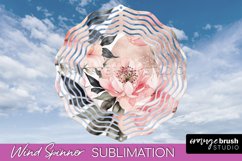 Pink Flowers Wind Spinner - Summer Wind Spinner Sublimation Product Image 1