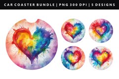 Heart Keychain And Car Coaster Sublimation Design Product Image 1