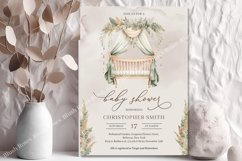 Boho gender neutral baby crib boy Baby Shower Invite ZB61 Product Image 1