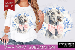 Weimaraner Dog Round Tshirt Background Floral Dog PNG Product Image 1
