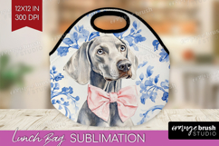 Weimaraner Dog Lunch Bag Floral Dog Lunch Bug PNG Product Image 1