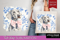 Weimaraner Dog Tote Bag Floral Dog Tote Bag PNG Sublimation Product Image 1
