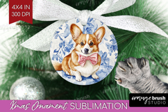 Welsh Corgi Dog Ornament PNG Floral Dog PNG Sublimation Product Image 1