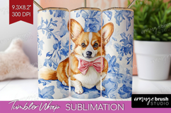 Welsh Corgi Dog Tumbler Wrap Floral Dog Tumbler PNG Product Image 1
