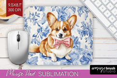 Welsh Corgi Dog Mouse Pad Sublimation Floral Dog Mousepad Product Image 1