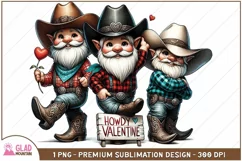 Howdy Valentine Western Cowboy Gnomes png, Valentine Gnomes Product Image 1