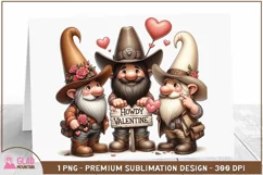 Howdy Valentine Western Cowboy Gnomes png, Valentine Gnomes Product Image 4