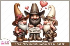 Howdy Valentine Western Cowboy Gnomes png, Valentine Gnomes Product Image 1