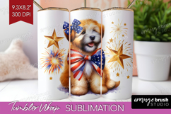 Wheaten Terrier Dog Tumbler Wrap Patriotic Dog Tumbler PNG Product Image 1