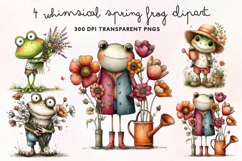 Whimsical Spring Frog Clipart PNG Product Image 1