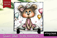 Valentine Slate PNG - Whimsical Animal Square Slate Product Image 1