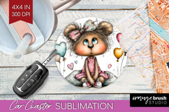 Valentine Car Coaster - Whimsical Animal Coaster PNG Product Image 1