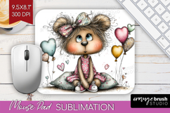 Valentine Mouse Pad Sublimation - Whimsical Animal Mousepad Product Image 1
