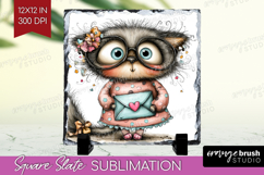 Valentine Slate PNG - Whimsical Animal Square Slate Product Image 1