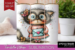 Valentine Tumbler Wrap - Whimsical Animal Tumbler PNG Product Image 1
