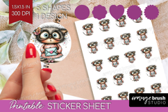 Valentine Round Sticker - Whimsical Animal Printable Sticker Product Image 1