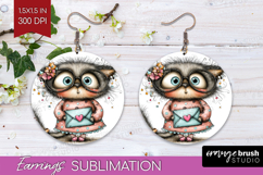 Valentine Round Earrings - Whimsical Animal PNG Sublimation Product Image 1