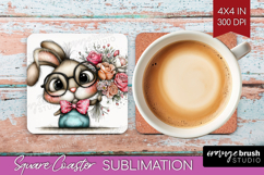 Valentine Square Coaster - Whimsical Animal Coaster PNG Product Image 1