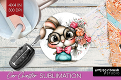 Valentine Car Coaster - Whimsical Animal Coaster PNG Product Image 1