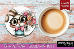 Valentine Round Coaster - Whimsical Animal Coaster PNG Product Image 1