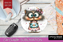 Valentine Car Coaster - Whimsical Animal Coaster PNG Product Image 1