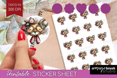 Valentine Round Sticker - Whimsical Animal Printable Sticker Product Image 1