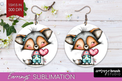 Valentine Round Earrings - Whimsical Animal PNG Sublimation Product Image 1