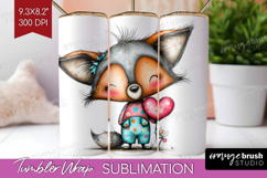 Valentine Tumbler Wrap - Whimsical Animal Tumbler PNG Product Image 1