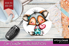 Valentine Car Coaster - Whimsical Animal Coaster PNG Product Image 1