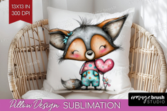 Valentine Pillow Sublimation - Whimsical Animal Pillow Cover Product Image 1