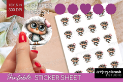 Valentine Round Sticker - Whimsical Animal Printable Sticker Product Image 1