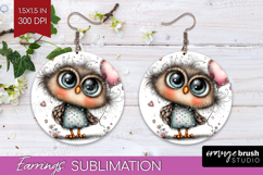 Valentine Round Earrings - Whimsical Animal PNG Sublimation Product Image 1