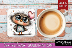 Valentine Square Coaster - Whimsical Animal Coaster PNG Product Image 1